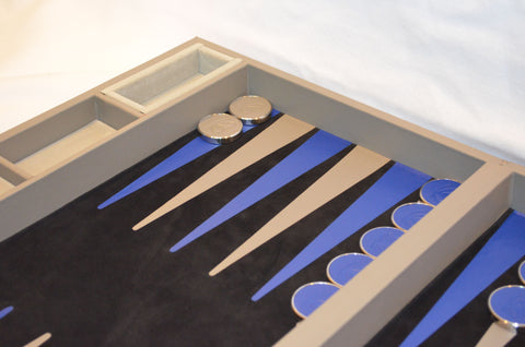 Concrete-Cobalt-Black Tournament Style Backgammon Set