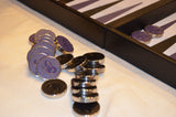 Black-Plum-Light Grey Tournament Style Backgammon Set