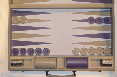 Concrete-Plum-Light Grey Tournament Style Backgammon Set